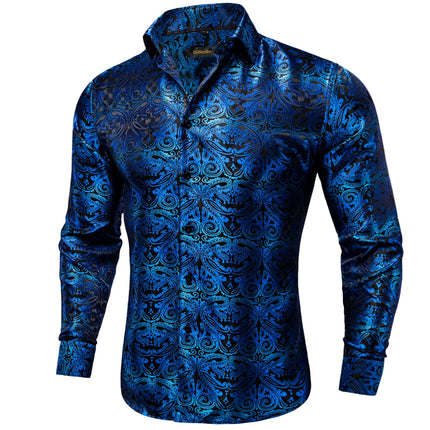 HenanChoice Mens Jacquard Paisley Shirt Long Sleeve Luxury by zapcart