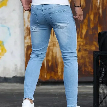 CN Guangdong Mens Slim Fit Jeans Classic Skinny Denim Blue by zapcart