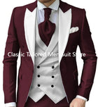 CN Jiangsu Mens 3 Piece Suit Purple Peak Lapel Luxury by zapcart