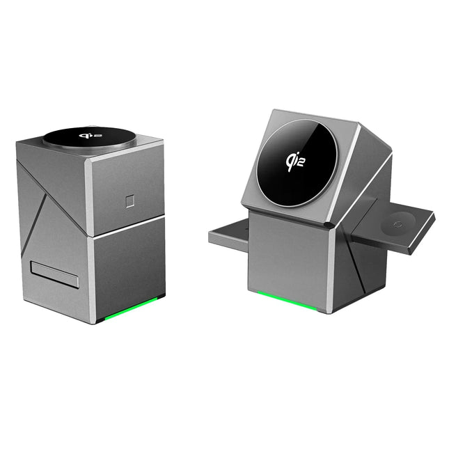 PeGXQ 3 In 1 Wireless Charger Auto Rotating Cube Dock Apple by zapcart