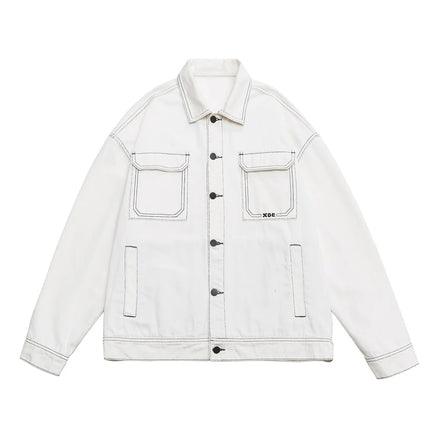 Brother Wang Baggy Denim Jacket Men Large Pocket Oversized by zapcart
