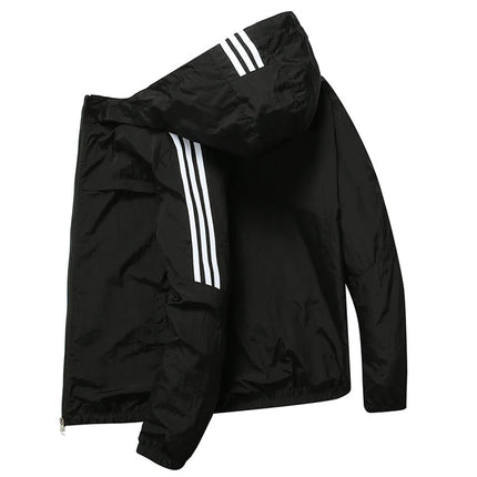 CN Fujian Mens Hooded Jacket Three Stripe Cardigan Style by zapcart