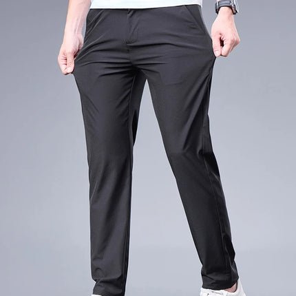 Ice Silk Pants Men Breathable Elastic Waist Casual by zapcart