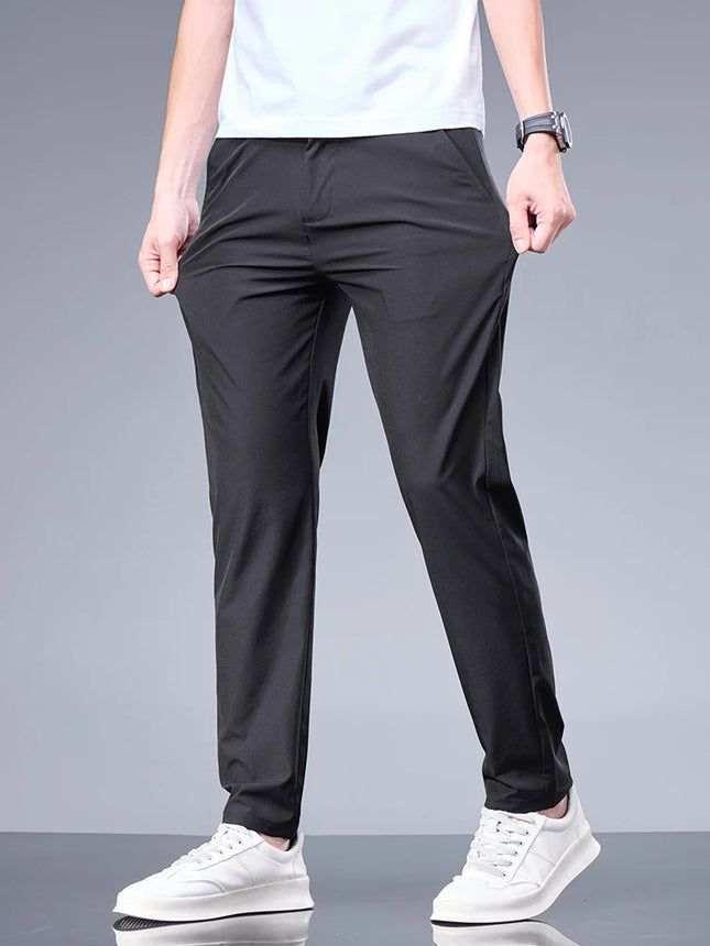 Ice Silk Pants Men Breathable Elastic Waist Casual by zapcart