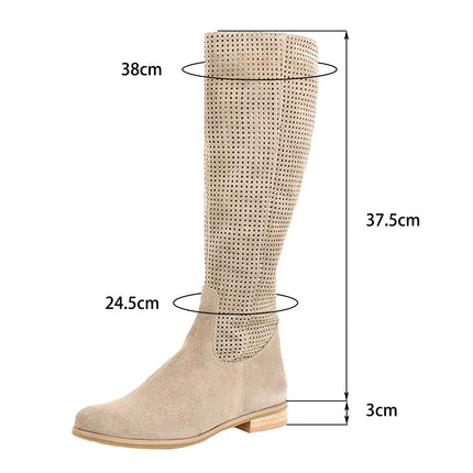 Faux Suede Knee High Boots for Women Low Heel Campus Style by zapcart