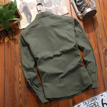 HOMAGROW Mens Dress Cargo Shirt Regular Fit Long Sleeve by zapcart