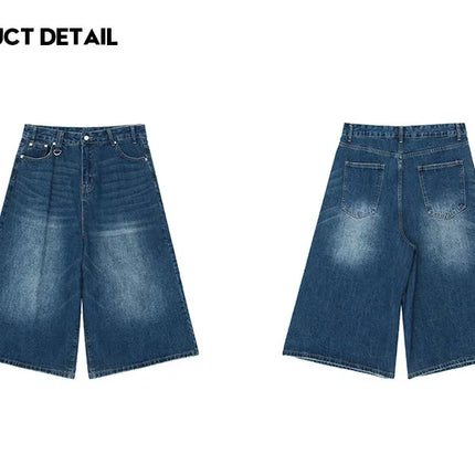 Kevinbatd Men Denim Shorts Loose Fit Vintage Y2K Gothic by zapcart