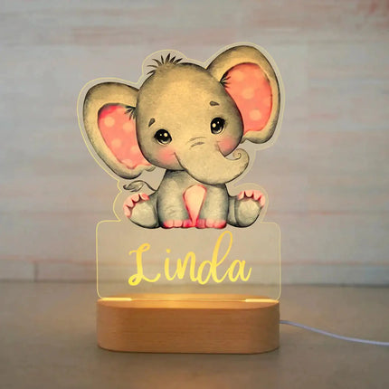 Personalized Kids Animal Night Light Custom Name Lamp by zapcart