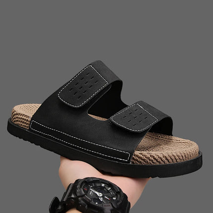 Yeinshaars Men Leather Slippers Open Toe Quick Dry Sandals by zapcart