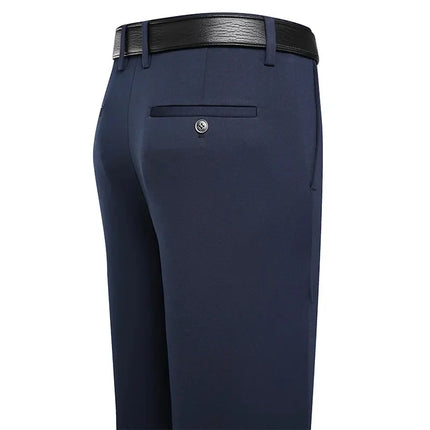 ENWEIGECN Men Elastic Business Casual Suit Pants Black by zapcart
