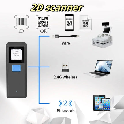 YuNew Bluetooth Barcode Scanner 1D 2D QR Portable Logistics by zapcart