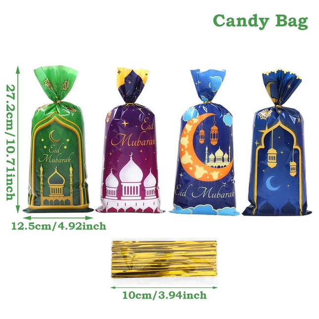 Eid Mubarak Gift Cookie Bags With Straps for Ramadan Decor by zapcart
