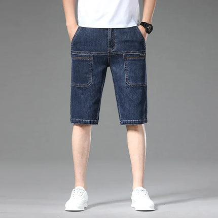 AHUDNUCN Summer Multi Pocket Denim Shorts For Men Straight by zapcart