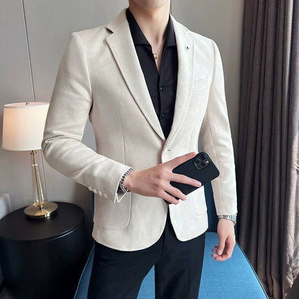 Mens Slim Fit Velvet Blazer Coat CN Zhejiang Plus Size 4XL by zapcart