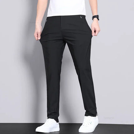 CN Guangdong Men Elastic Quick Dry Ice Silk Trousers by zapcart