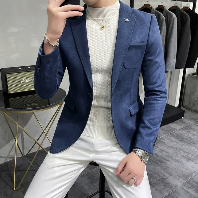 Men's Slim Fit Blazer Button High Quality CN Zhejiang by zapcart
