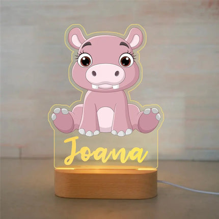 Personalized Kids Animal Night Light Custom Name Lamp by zapcart
