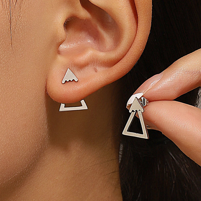 Retro Minimalist Geometric Square Detachable Triangles Stud Earrings for Women Fashion Jewelry Accessories Party Gifts by zapcart