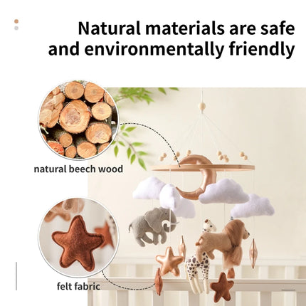 Crib Mobile Bed Bell Wooden Baby Rattles Soft Felt Cartoon Animal Bed Bell Newborn Music Box Hanging Toy Crib Bracket Baby Gifts by zapcart