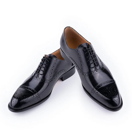 YAOLIDA Classic Brogue Shoes For Men Handmade Cowhide by zapcart