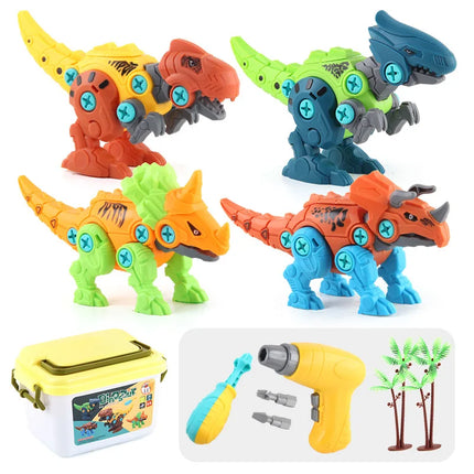 Assembled Dinosaur Disassembly Children's with Soft Projectile Ejection Screwable Dinosaur Figures Bricks Dino Toys Combination by zapcart