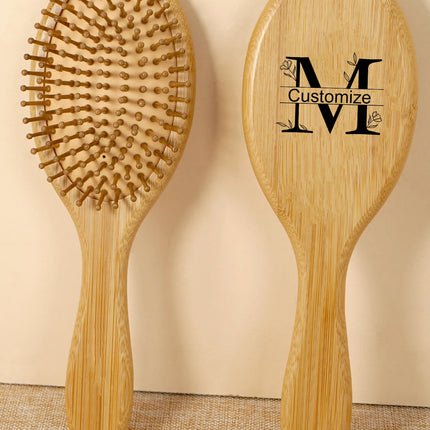 Personalised Bamboo Hairbrush AirCushion Detangling Unisex by zapcart