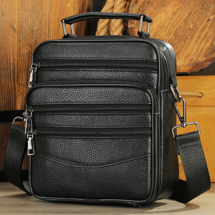 LACHIOURCN Black Leather Messenger Bag For Men Crossbody by zapcart