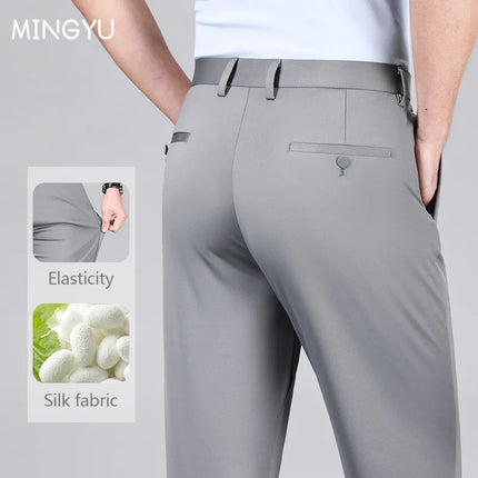 Mens Silk Blend Stretch Dress Pants Mingyucn Office 29-40 by zapcart
