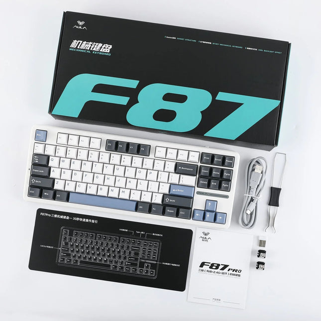 AULA F87 Pro 87 Key Hotswap Gasket Keyboard RGB Tri Mode by zapcart