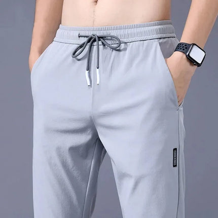 Longchengyixi Ice Silk Quick Dry Men Casual Pants Slimfit by zapcart