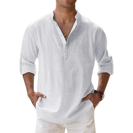 Animal Game Cotton Linen Shirts for Men Lightweight Henley by zapcart