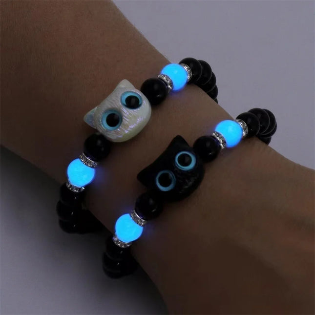 Couples Matching Glow In The Dark Cat Head Bracelets by zapcart