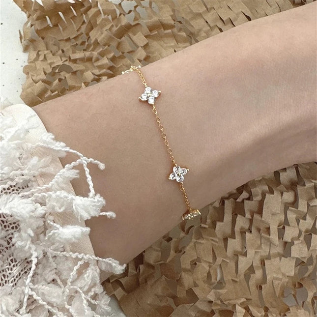 LostSoulcn Crystal Flower Stainless Steel Bracelet Women by zapcart