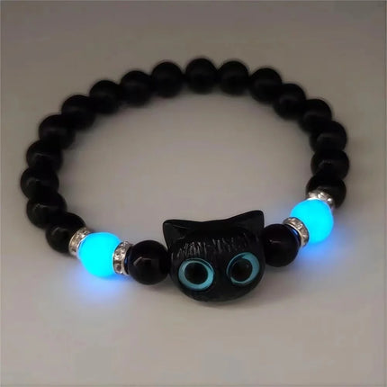 Couples Matching Glow In The Dark Cat Head Bracelets by zapcart