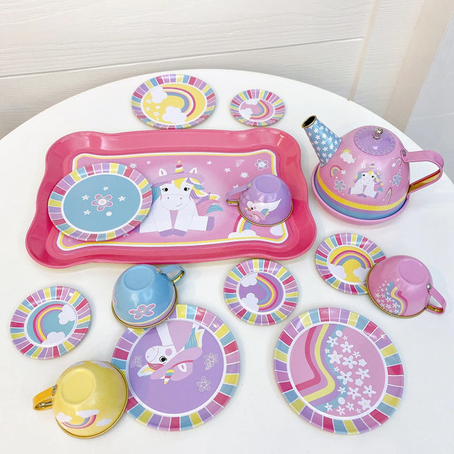 Princess Tea Set For Little Girls Metal Pretend Play Gift by zapcart