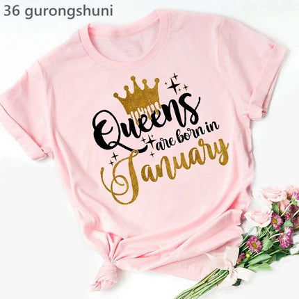 Queen Are Born In January To December Bold Graphic Tee Women by zapcart