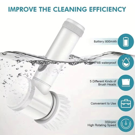 Electric Spin Scrubber, Electric scrubber with 8 Replaceable Brush Heads & Detachable Extension Handle, Power spin scrubber cord by zapcart