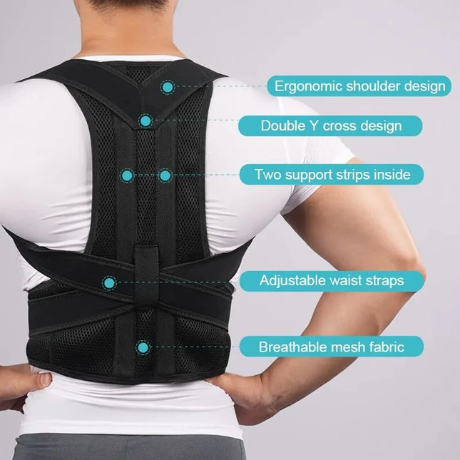 Back Posture Corrector brace Shoulder Support Belt Upper and Lower Back Pain Relief Improve Spine Clavicle Brace Posture Vest by zapcart