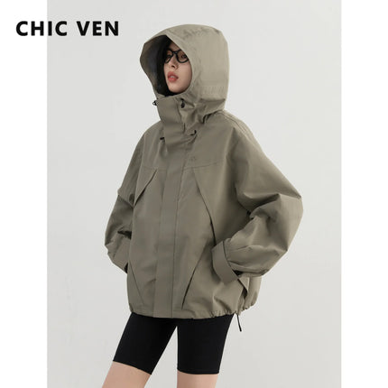 CHIC VEN Women Hooded Windproof Jacket For Outdoors by zapcart