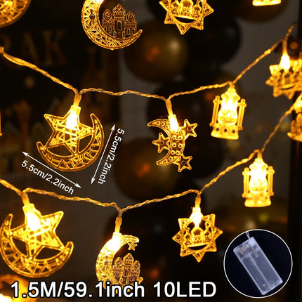 Wayfun Eid Mubarak Moon Star Light String for Ramadan Decor by zapcart