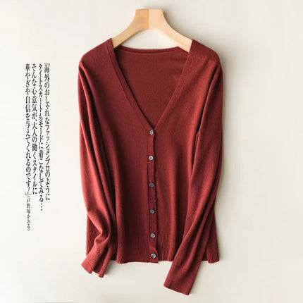 Women Cardigans 2032 Single Breasted V Neck Knit Outerwear by zapcart