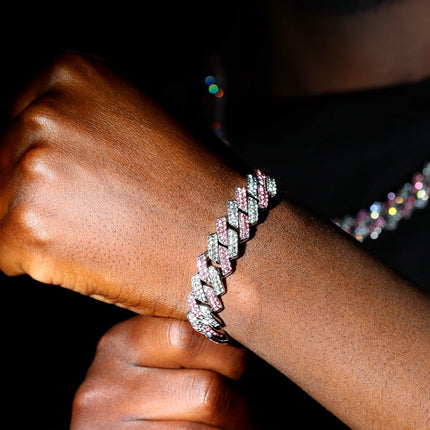 SUBOLLOWCN Iced Prong Cuban Chain Bracelet For Men Women by zapcart