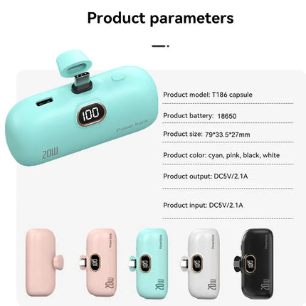 Tideboom Mini Power Bank 5000mAh Built In Cable For iPhone by zapcart