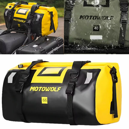 Motorcycle Waterproof Tail Bag Travel Outdoor Dry Luggage Roll Pack Bag 20 /40/66 Motorbike Luggage Backpack Motorcycle Seat Bag by zapcart