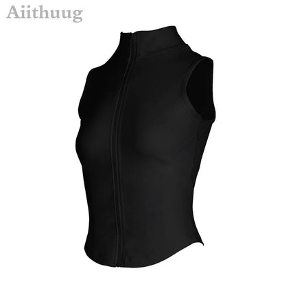 Aiithuug Women Athletic Zip Up Sweat Vest Breathable Top by zapcart