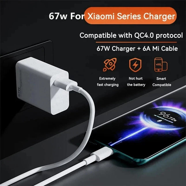 GaN 67W Fast Charger for Xiaomi Turbo Quick Charge USB C by zapcart