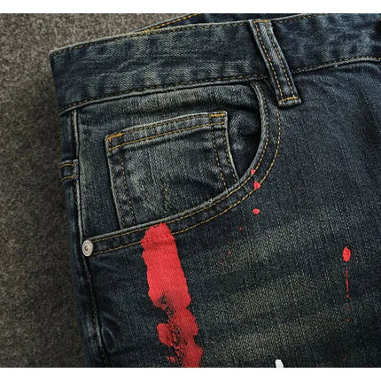 AnhuiChoice Mens Jeans Slim Fit Retro Washed Ripped Hip Hop by zapcart