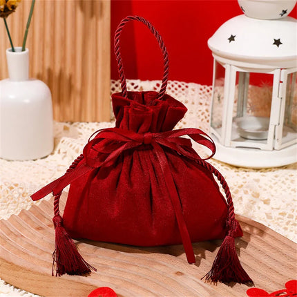 Festive Christmas Gift Bag Drawstring Pouch For Parties by zapcart