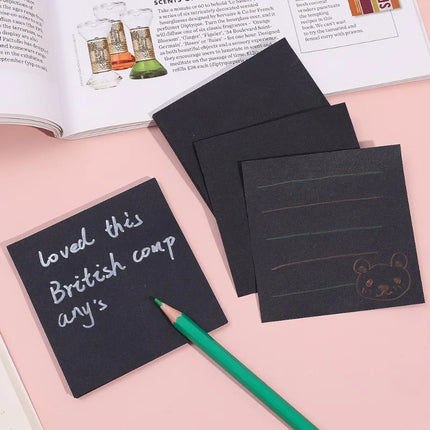 Choice Black Sticky Notes With White Pens For School by zapcart