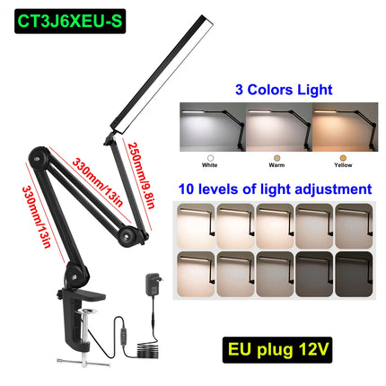 NEWACALOX 12W Adjustable Folding Desk Lamp with 102Pcs SMD LED Light Eye-Caring Reading Lamp for Home Office Bedroom EU/US 12V by zapcart